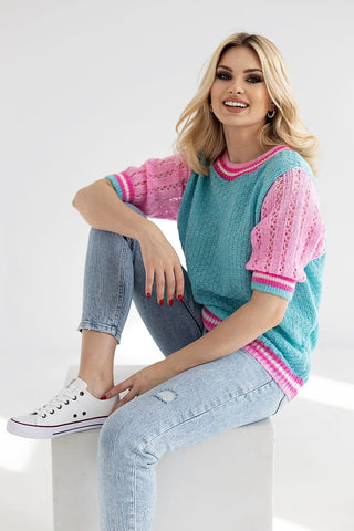 Pastel Short Sleeve Sweater for Women