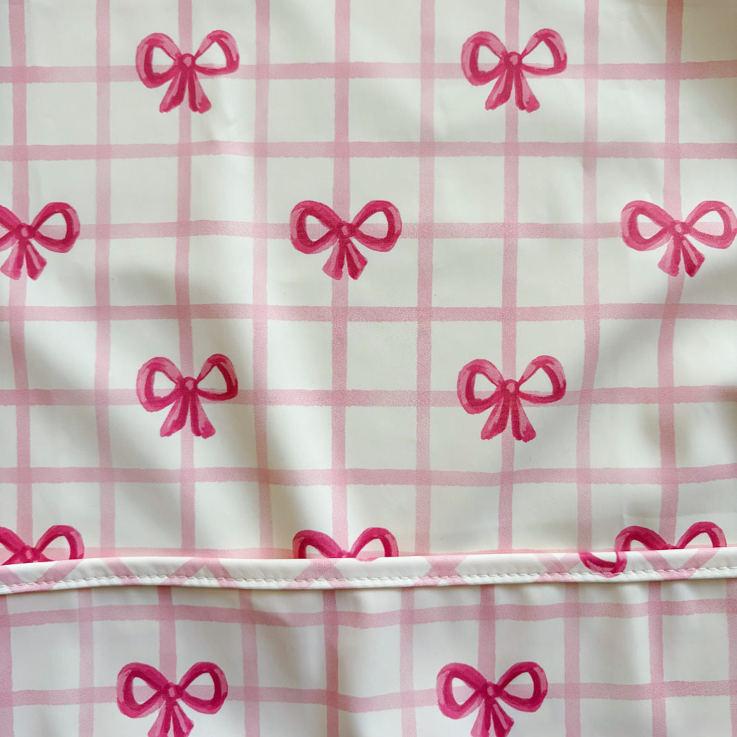 Long Sleeved Baby Bib - Pink Bow - Bibs