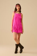 Macacão Palmeira Bordada Rosa