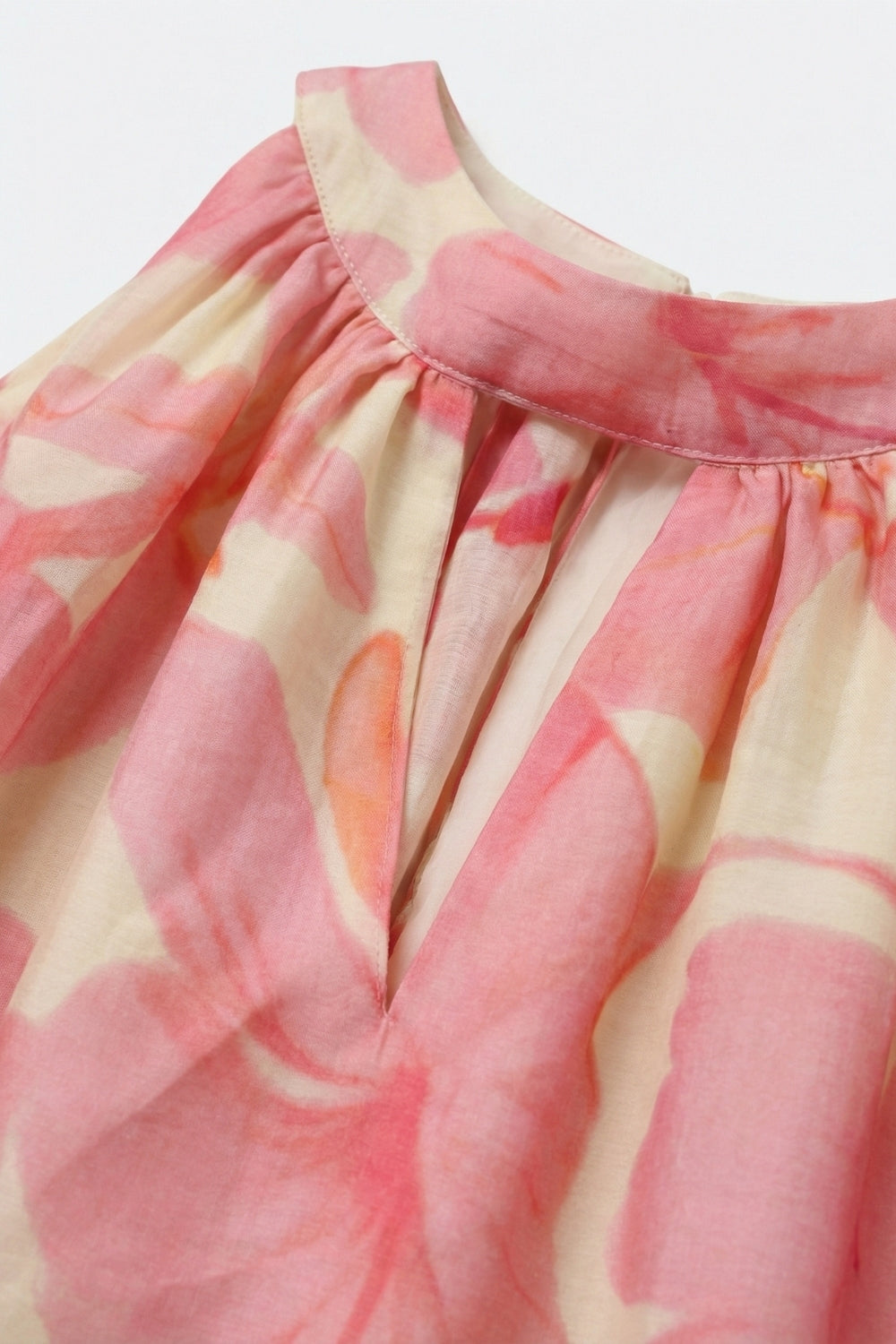 Pink Floral Soft Chiffon Halter Top - Tops