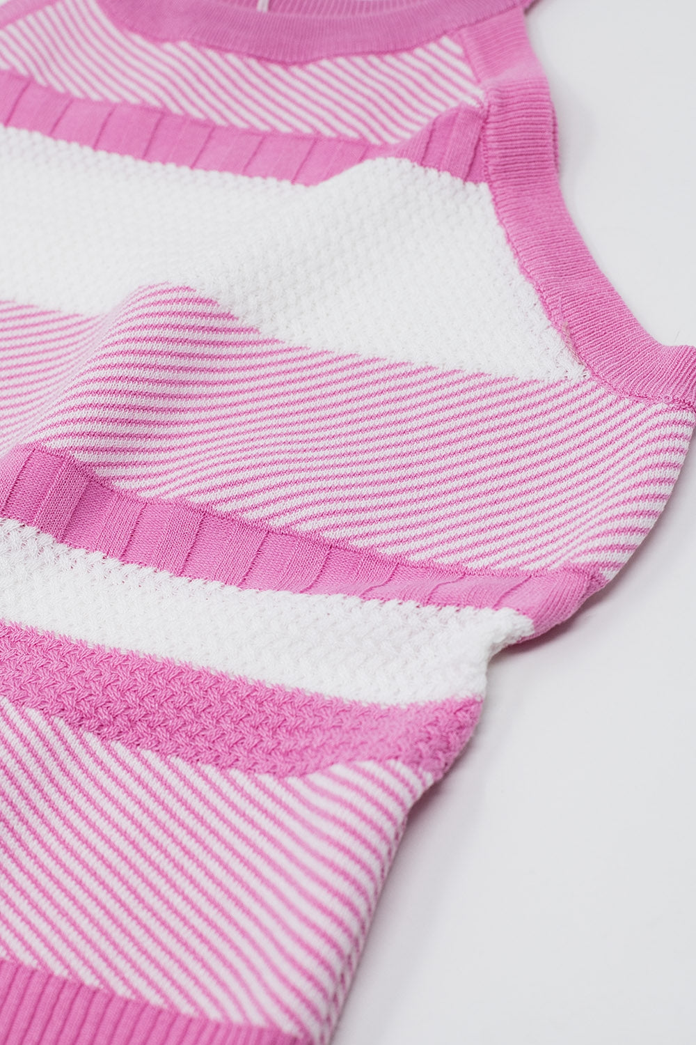 Pink Halter Tank top With Stripe Design In Different Knits - Jumpers