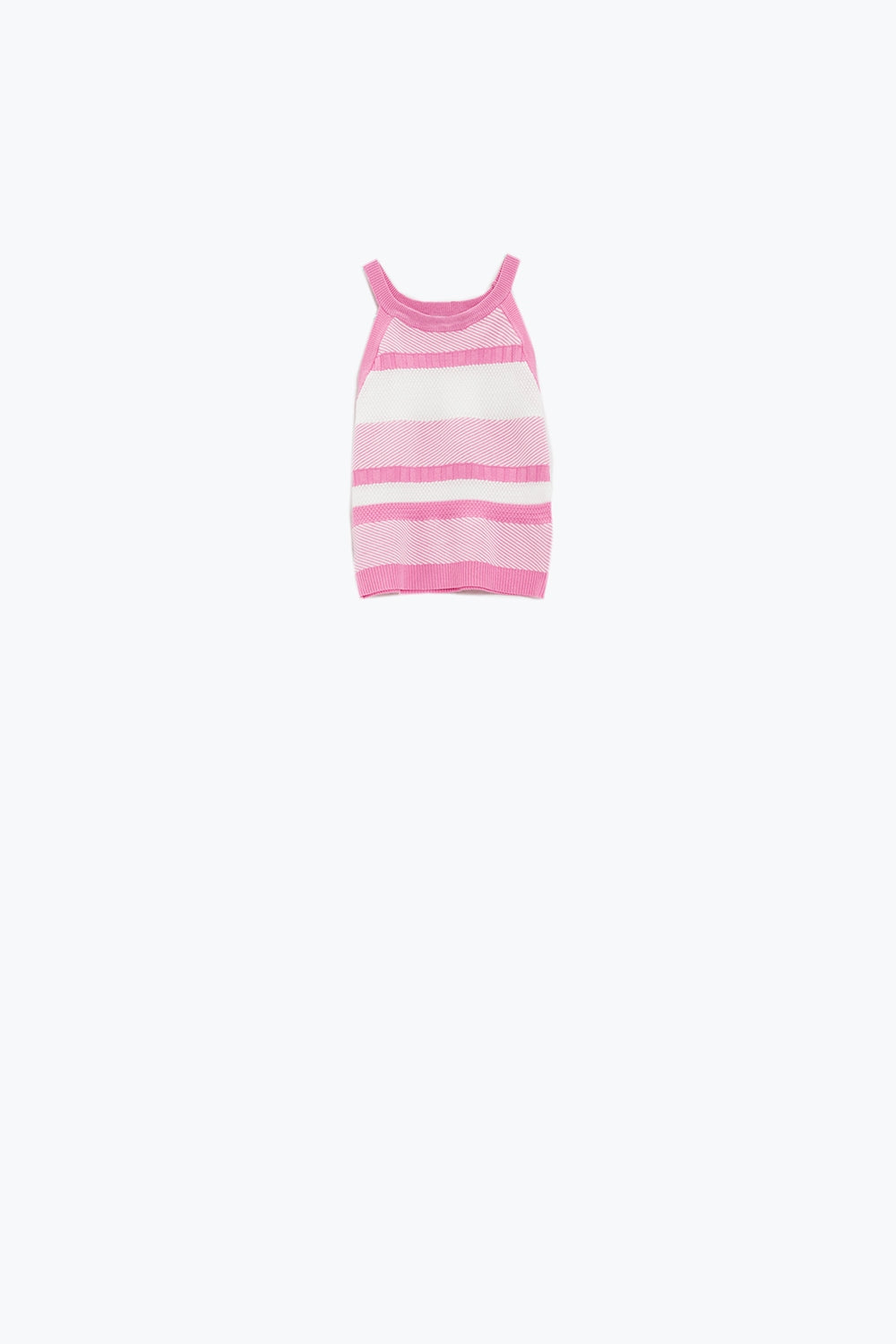 Pink Halter Tank top With Stripe Design In Different Knits - Jumpers