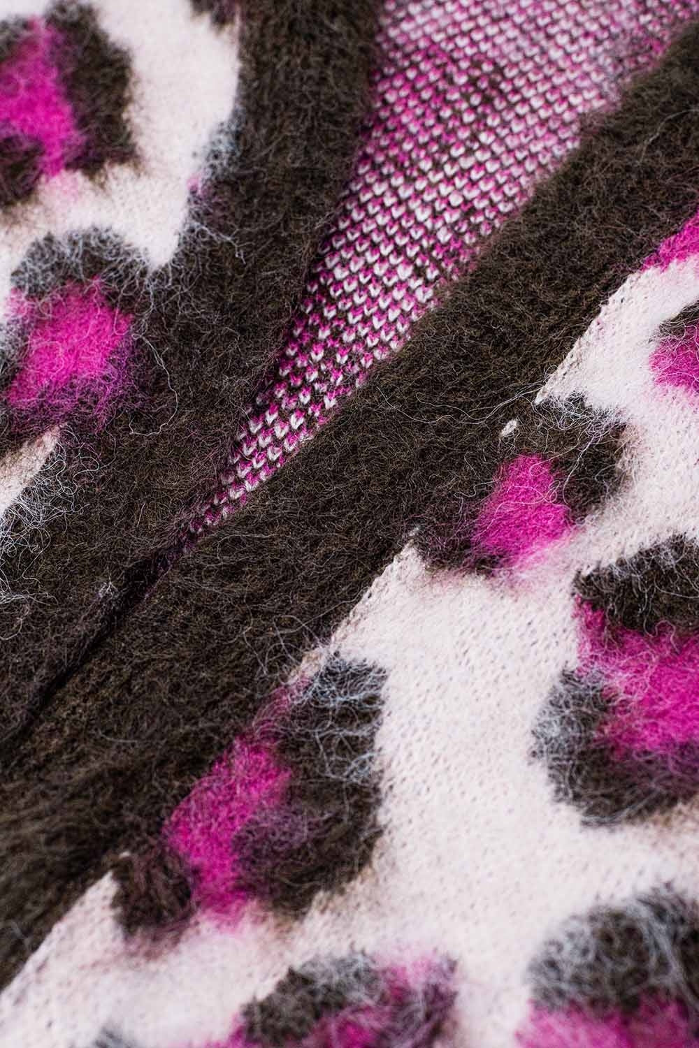 Pink Leopard print cardigan with wool - Cardigans