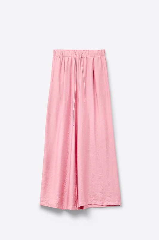 Pink pants with wide leg in light viscose fabric - Trousers