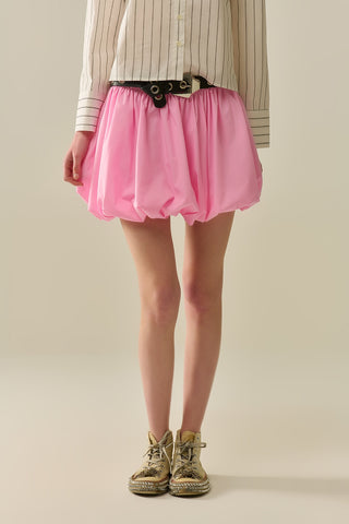 Pink poplin balloon miniskirt