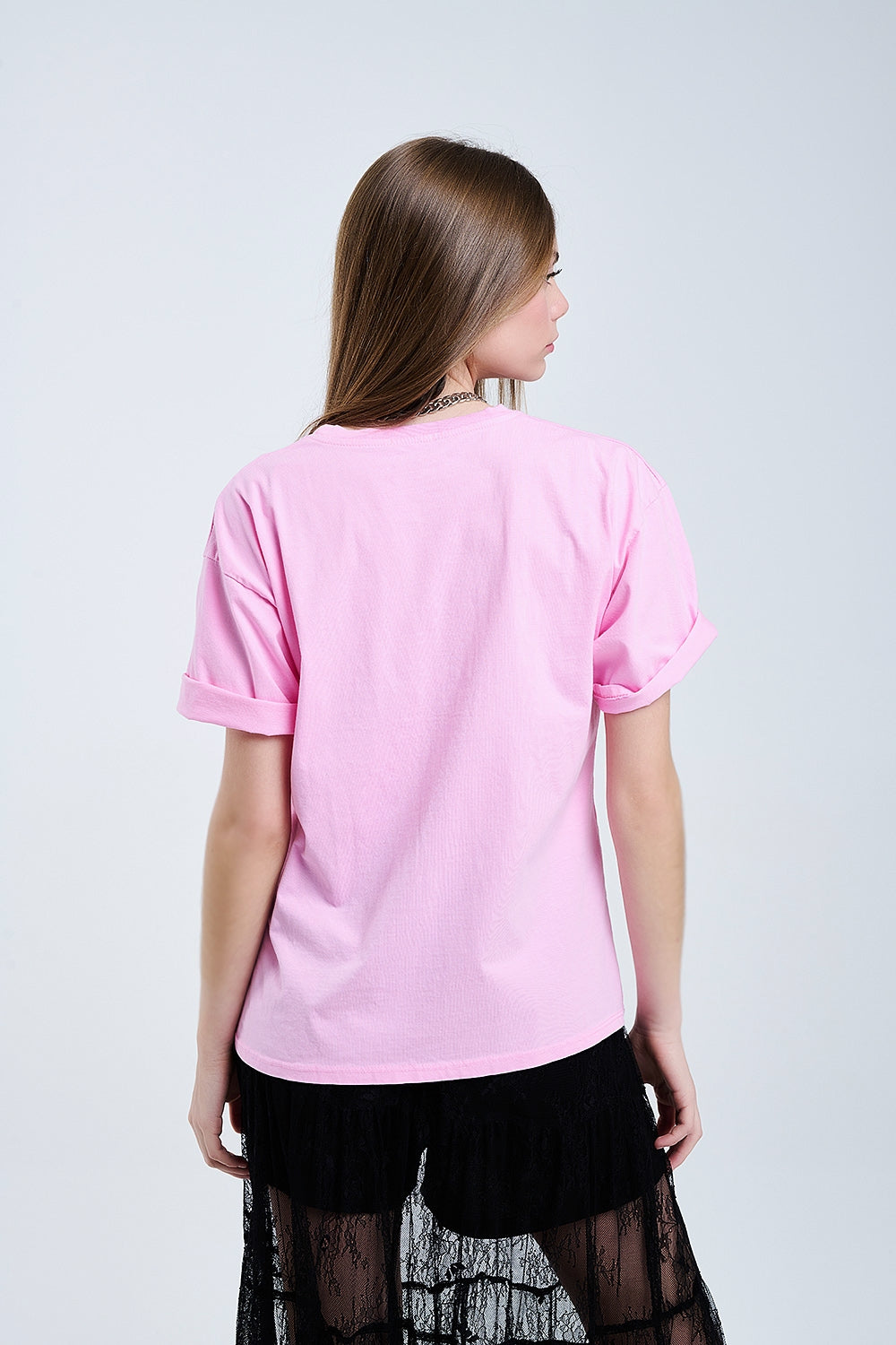 Pink Rebel Graphic Tee with Leopard Print Tongue - T-shirts