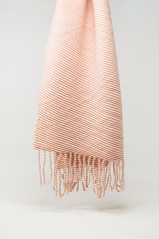 Pink scarf in soft and fluffy fabric with fringes - Scarves