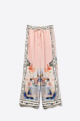 pink summer watercolor print Pants