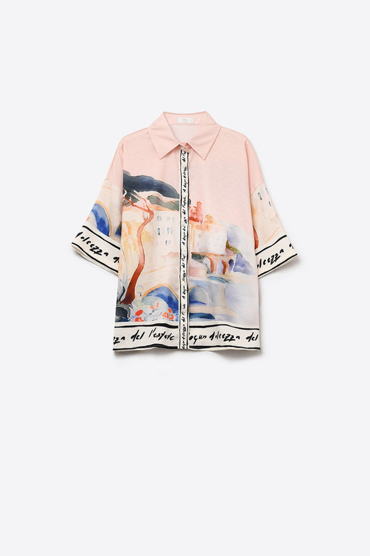 pink summer watercolor print shirt - Shirts