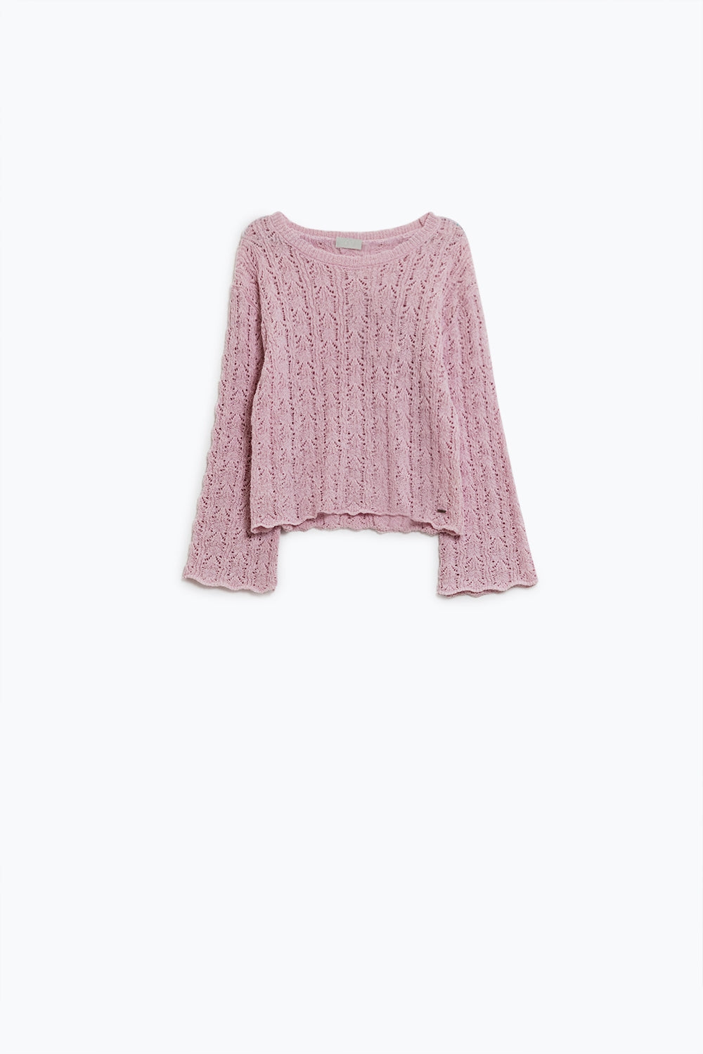 Pink Sweater With Flared Sleeves - Jumpers