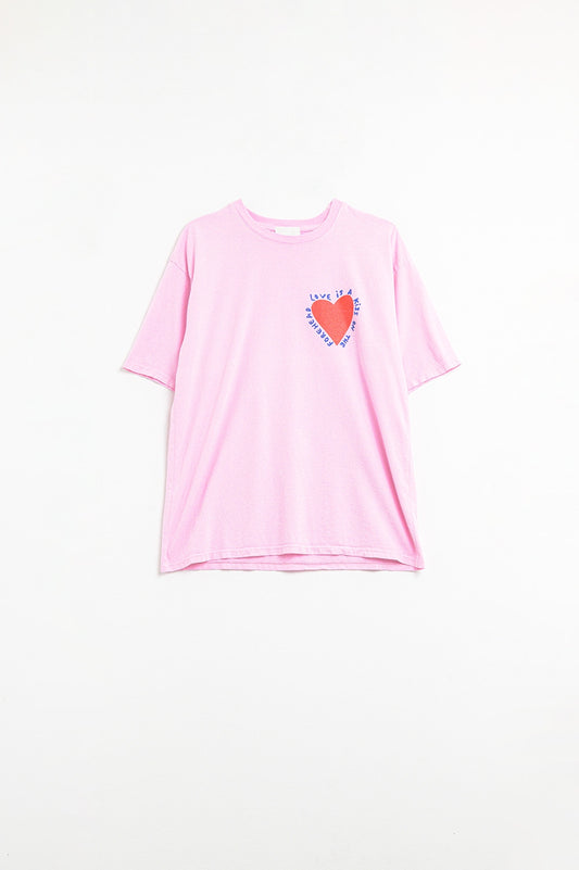 Pink T-shirt With Love is a Kiss on the Forehead - T-Shirts