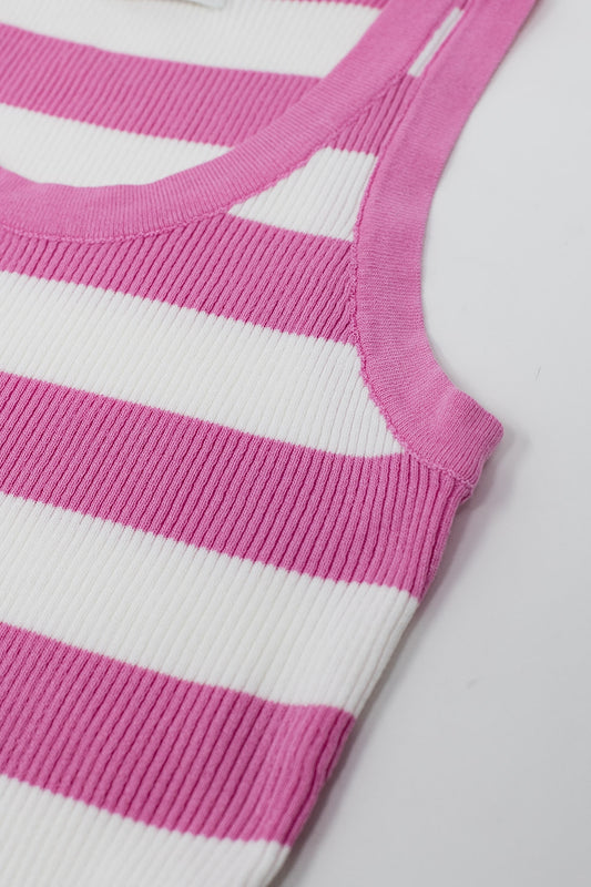 Pink Tank Top With Wide Stripes in white - Tank Tops