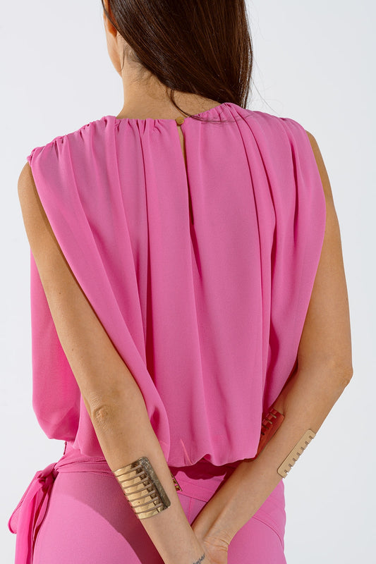 Pink Top With Ruche Design - Tops