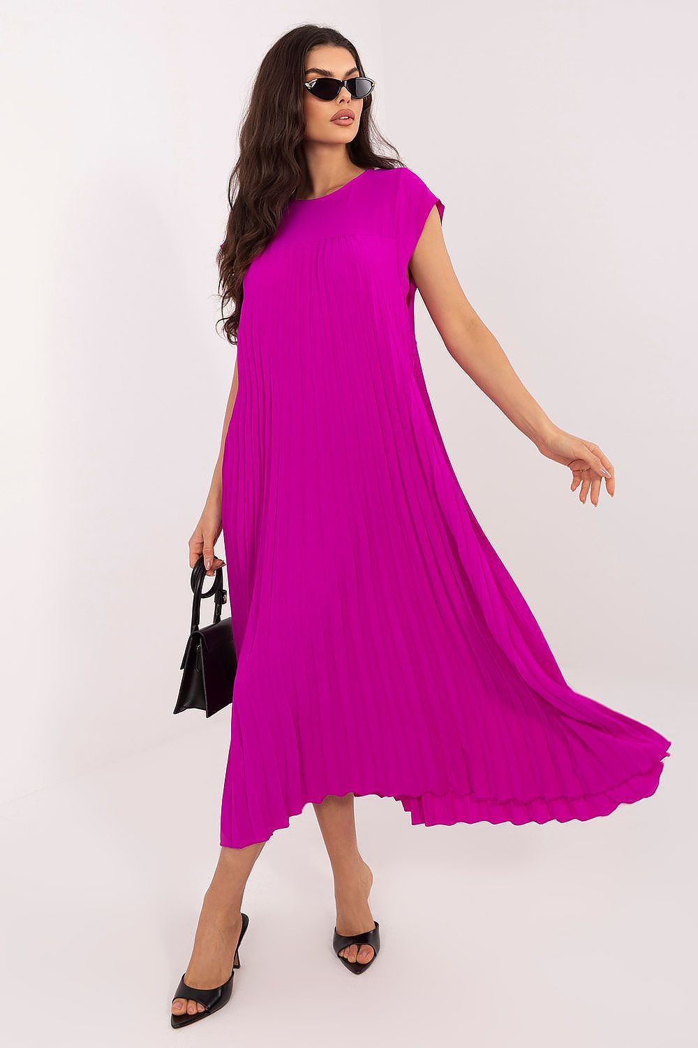 Rue Paris Pleated Daydress in Vibrant Colors violet 2 one-size-fits-all - Dresses