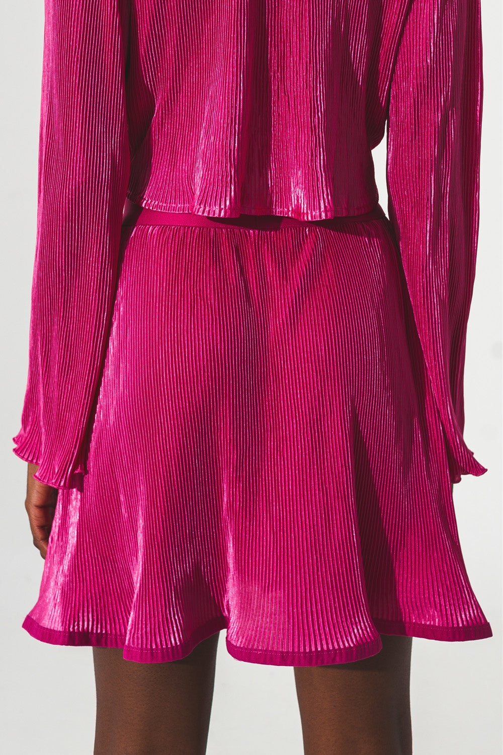 Pleated short skirt in Fuchsia - Skirts