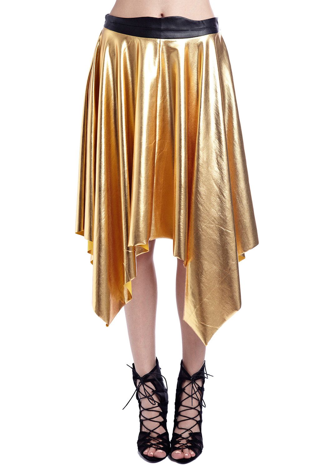 Pleated golden pleated Skirt for Trendy Fashion Outfits - Skirts