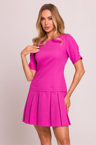 Jupe plissée rose, robe de jour chic et polyvalente