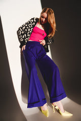 Pleated wide leg pants in purple