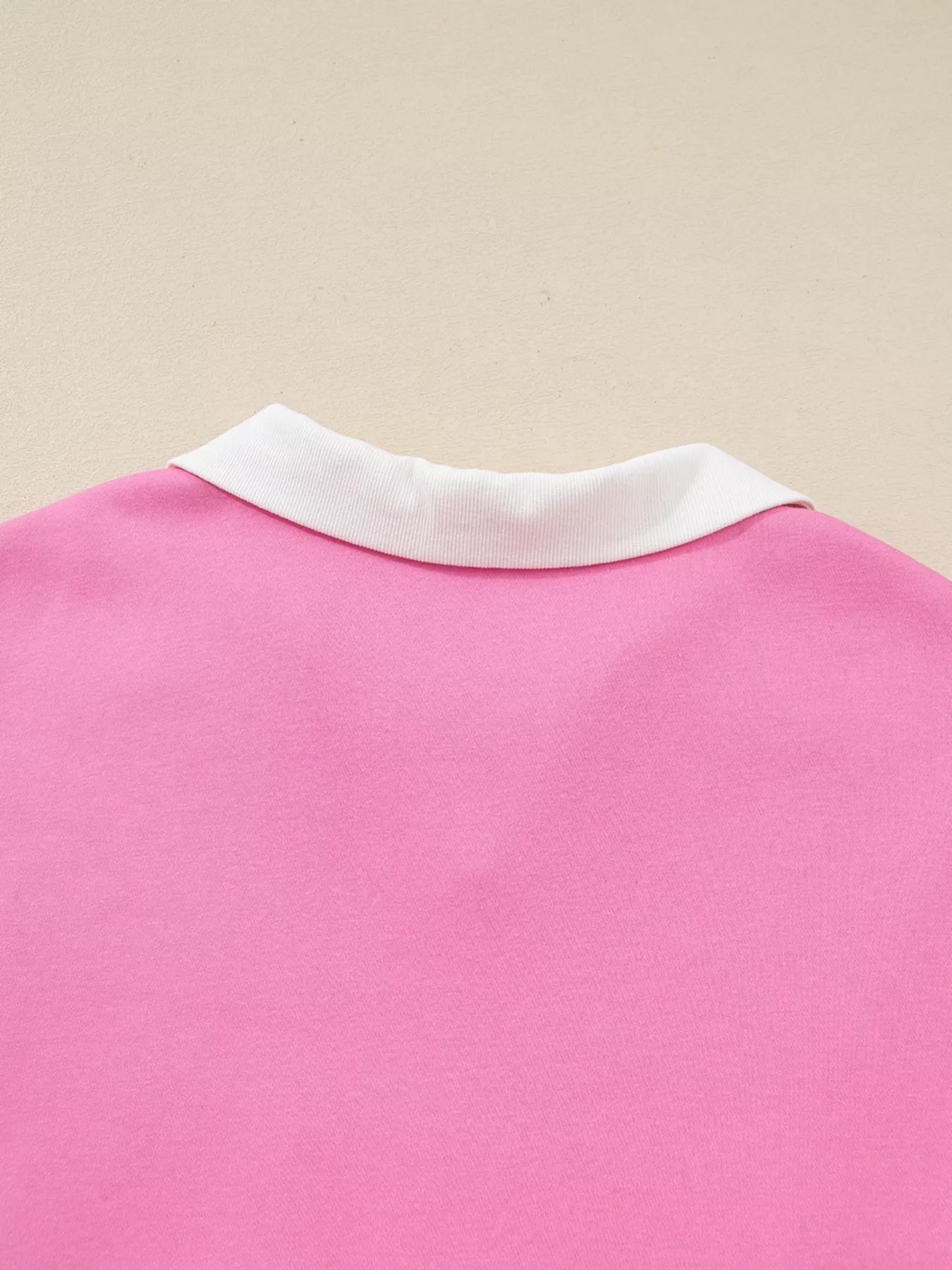 Plus Size Contrast Polo Collar Floral Patchwork Elastic Cuffs Long Sleeve Top - Polos