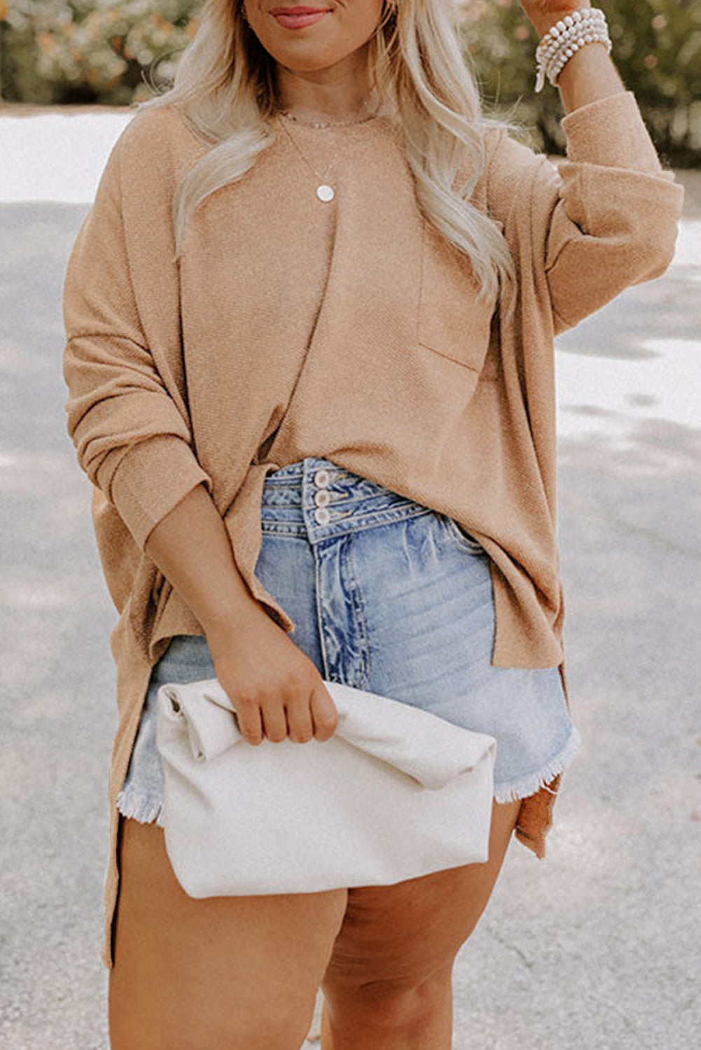 Parchment Plus Size Drop Shoulder Knit Tunic Top - Plus Size/Plus Size Tops/Plus Size Long Sleeve Tops
