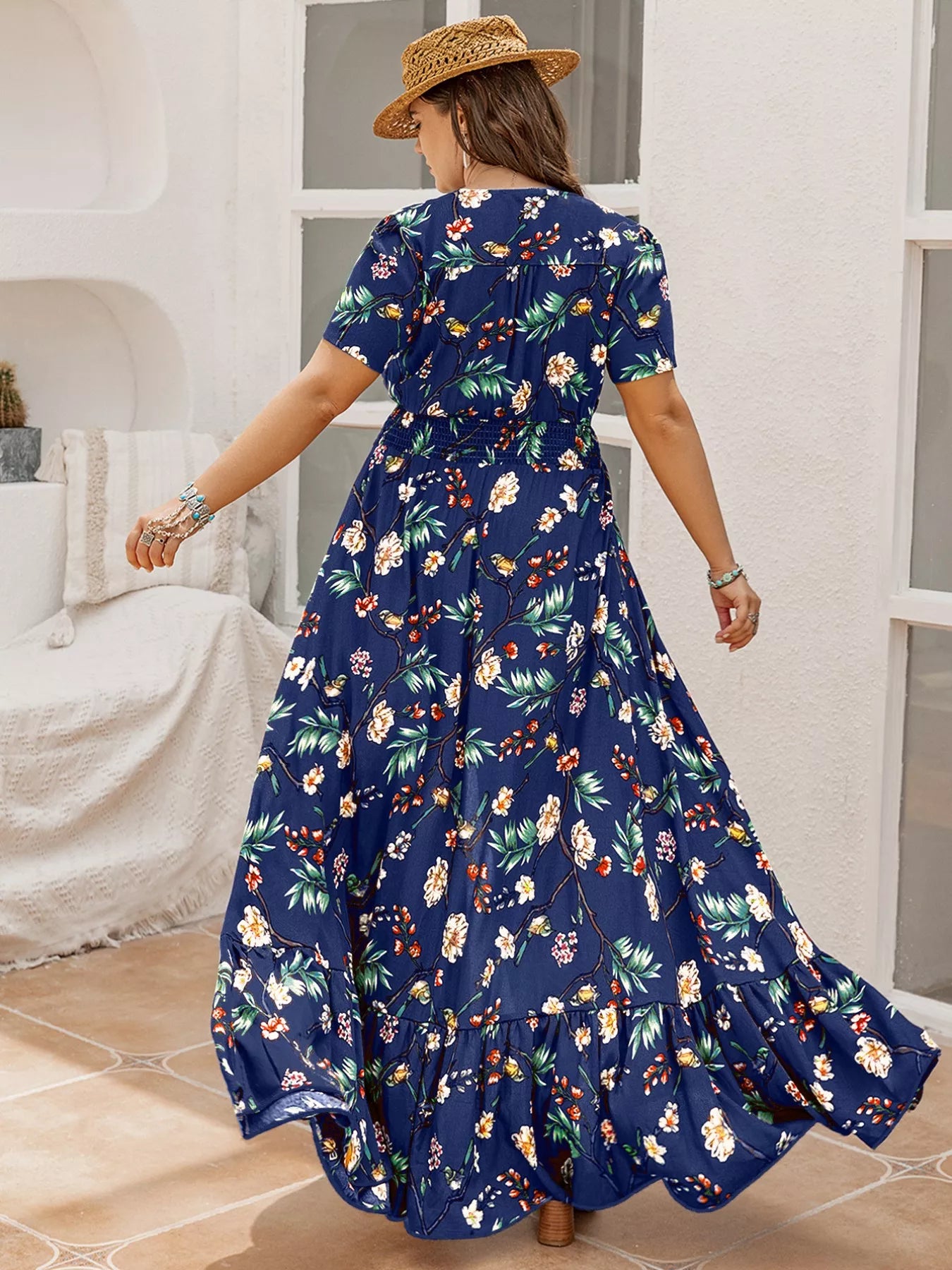 Plus Size Floral Maxi Dress for Summer Styles - Dresses