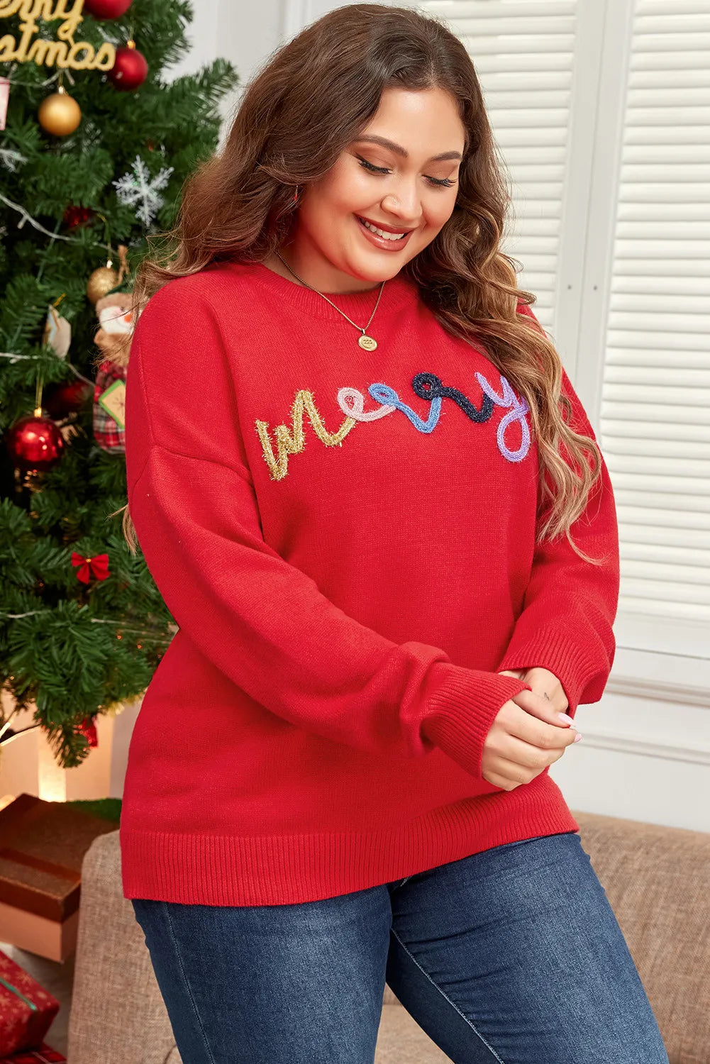 Plus Size MERRY Christmas Jumper for Women - Sweaters