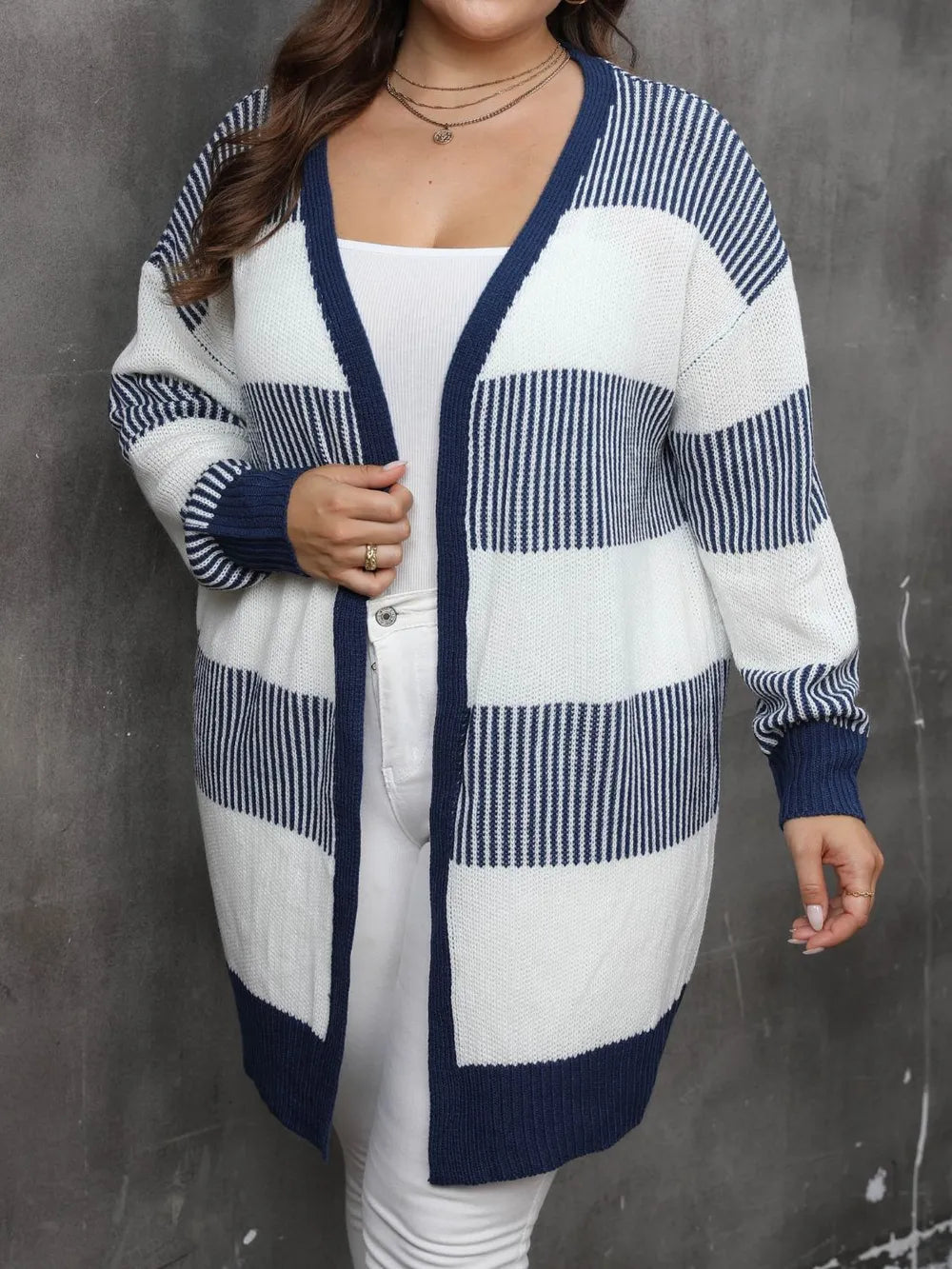 Plus Size Open Front Long Sleeve Cardigan - Cardigans