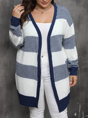 Cardigan Plus Size com Frente Aberta e Manga Comprida