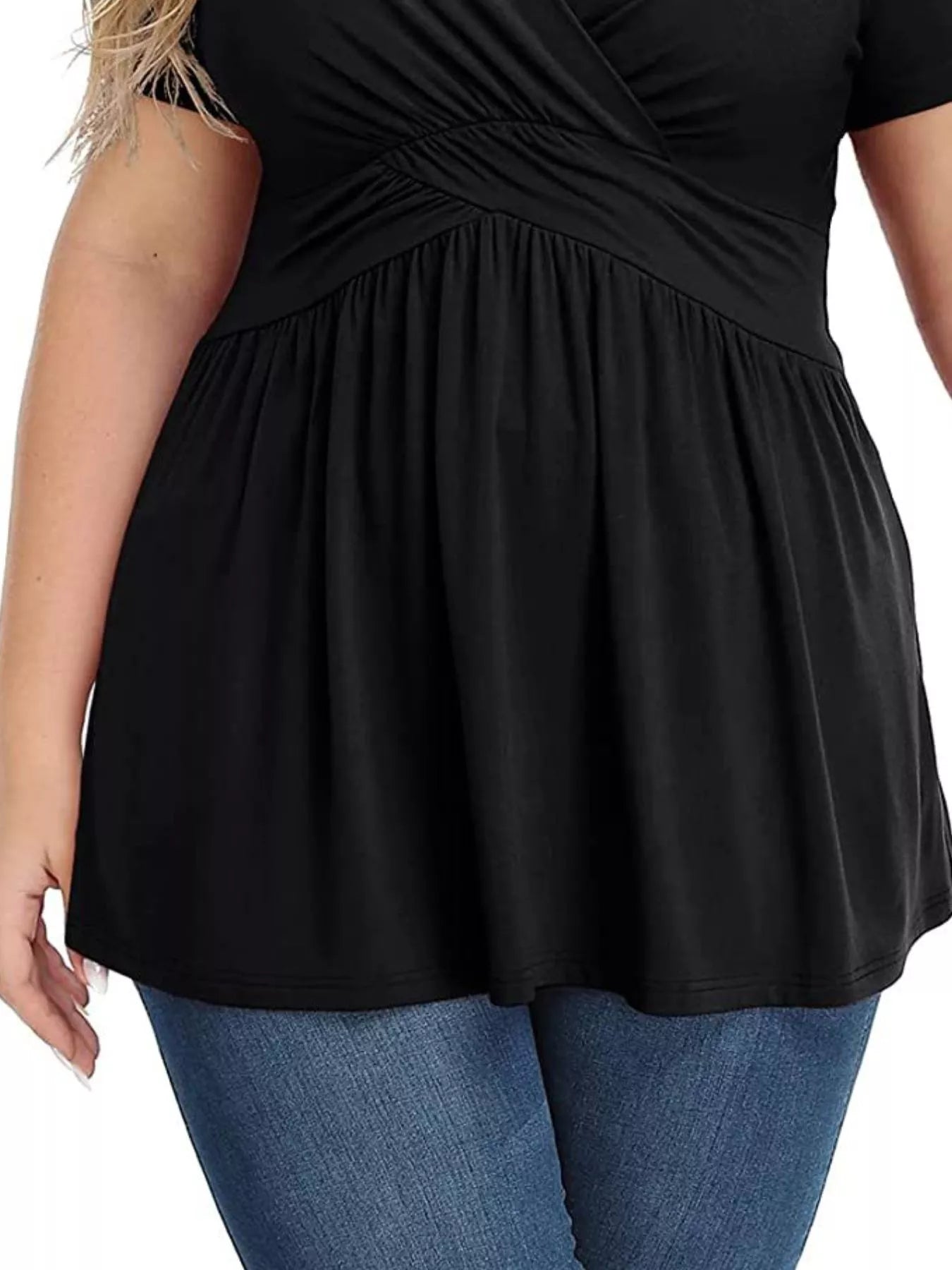 Plus Size Surplice Short Sleeve T-Shirt - T-Shirts