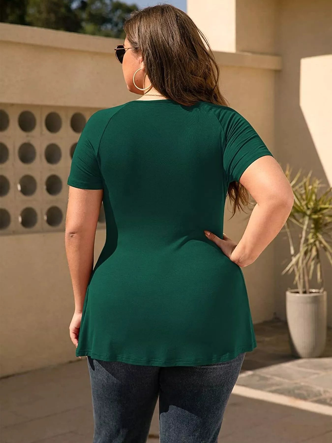Plus Size Surplice Short Sleeve T-Shirt - T-Shirts