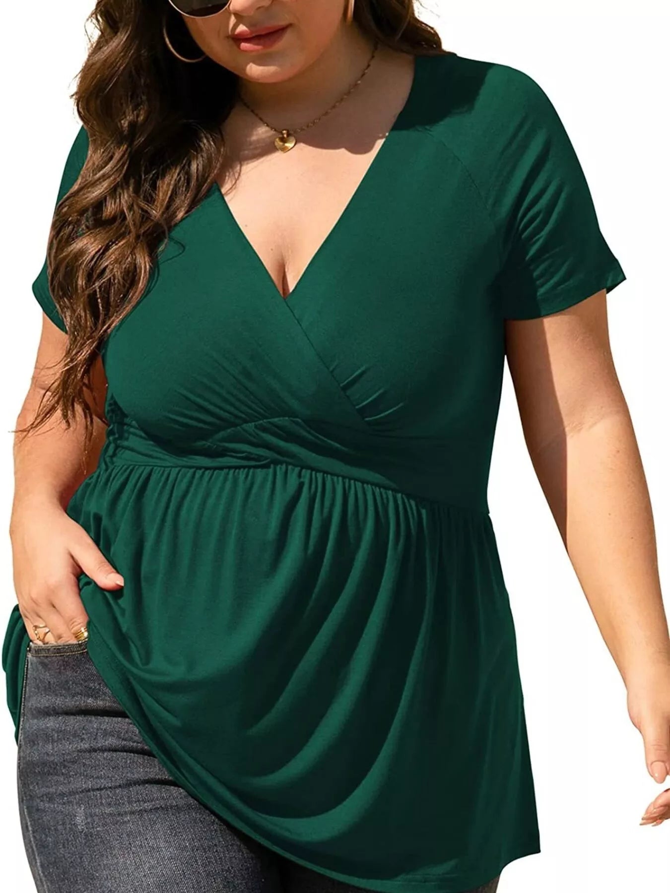 Plus Size Surplice Short Sleeve T-Shirt - T-Shirts
