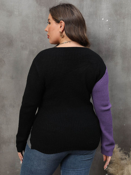 Plus Size Two-Tone Sweater for Women - Sweaters