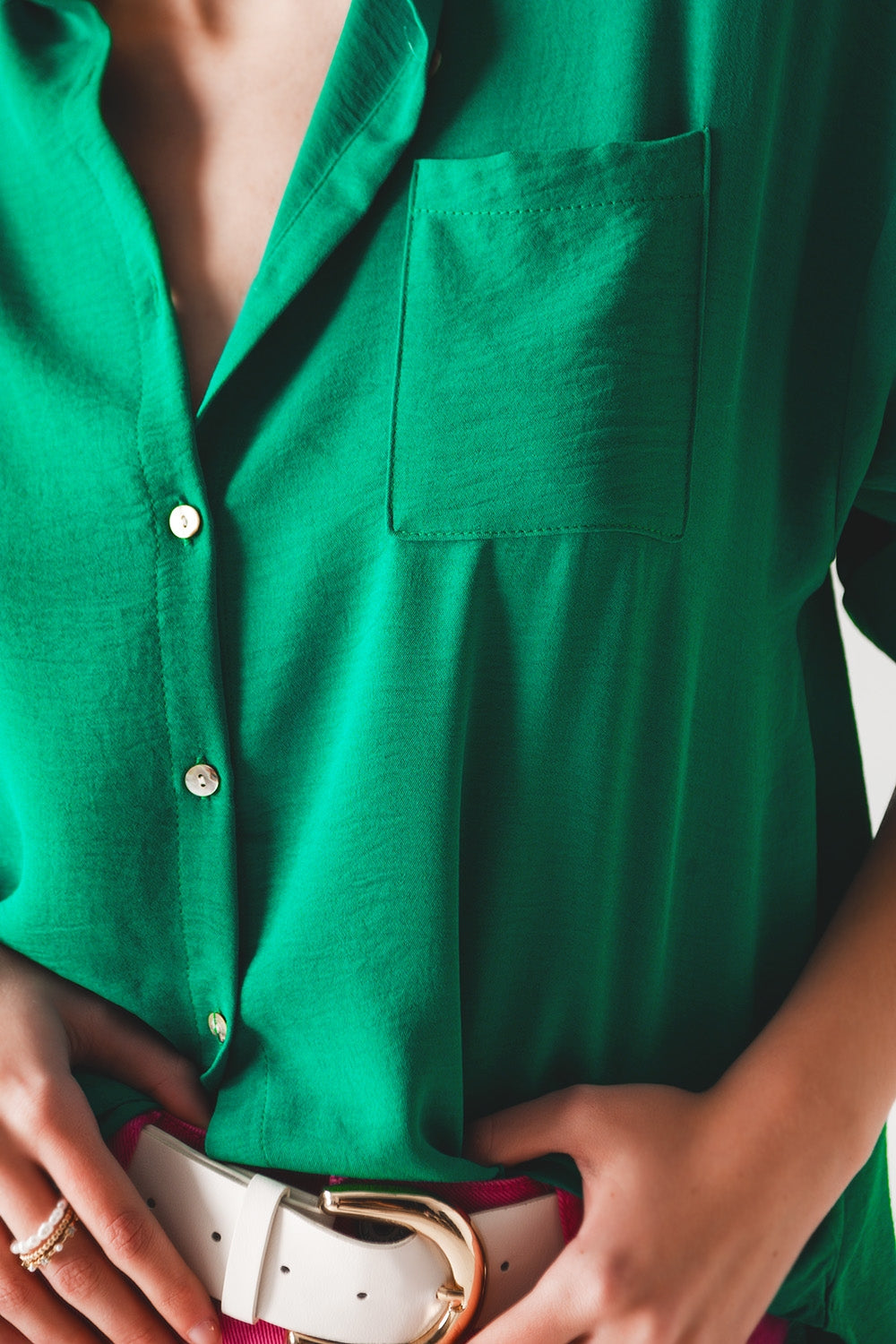 Pocket detail oversized shirt in green - Shirts