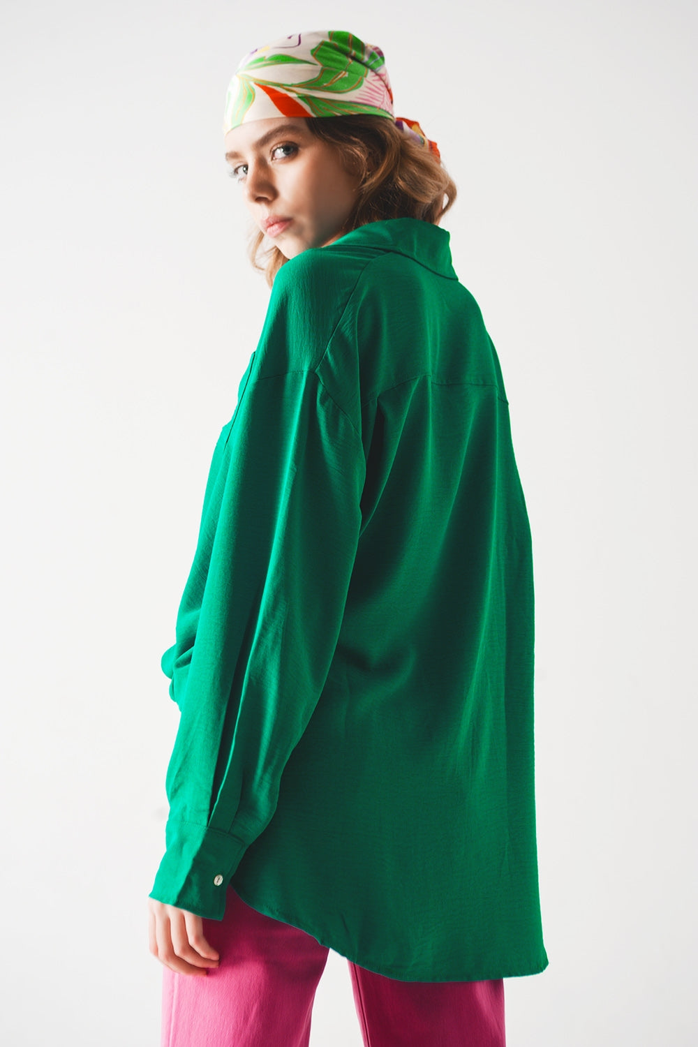 Pocket detail oversized shirt in green - Shirts