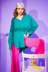 Chemise oversize avec détails de poche en vert