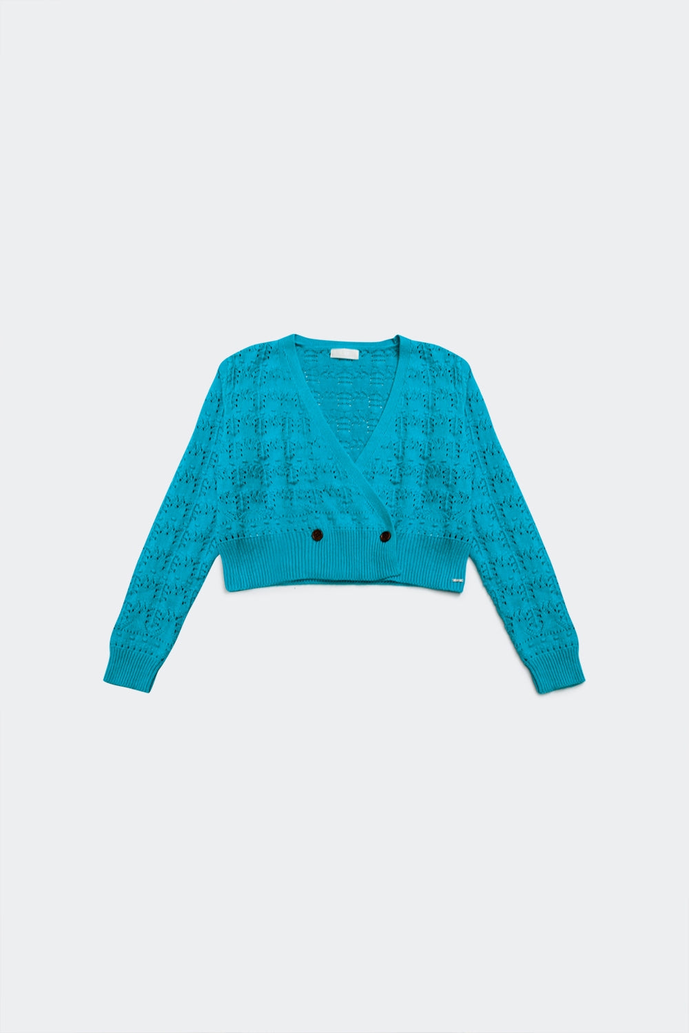 Pointelle knitted cardi in blue - Jumpers