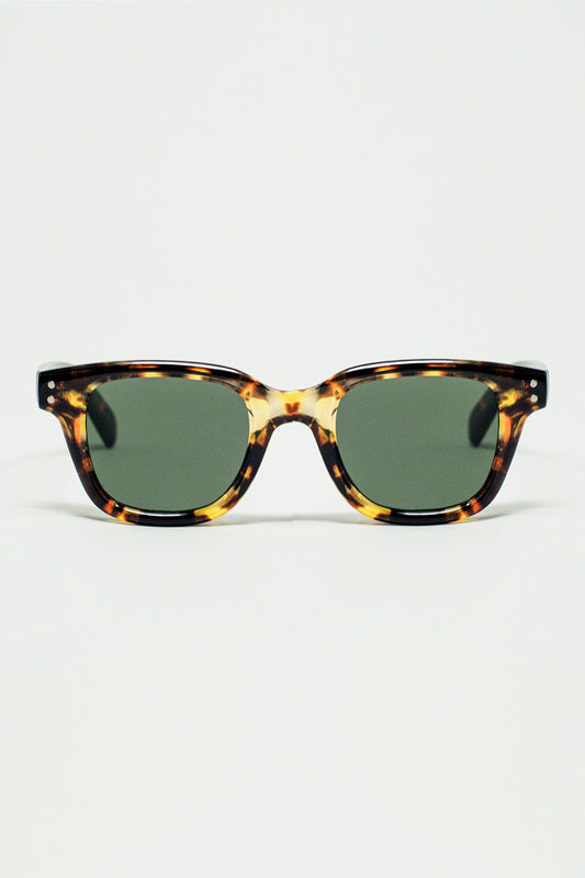 Polarised Sunglasses with dark Lens With Tortoise Sheel Frame - Sunglasses