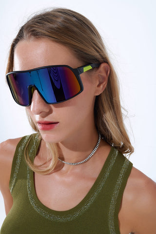 Lunettes de soleil sport polarisées en dégradé bleu rouge