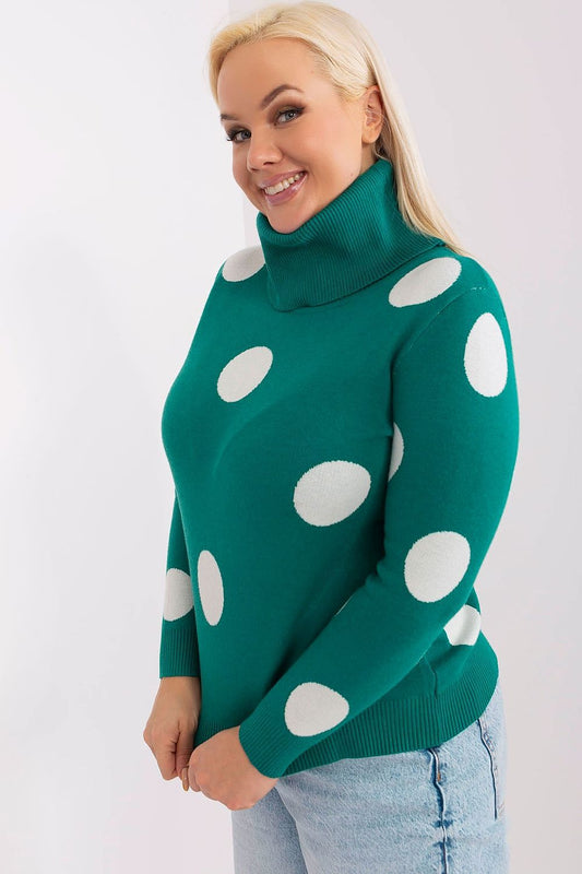 Factory Price Polka Dot Plus Size High Neck Jumper -