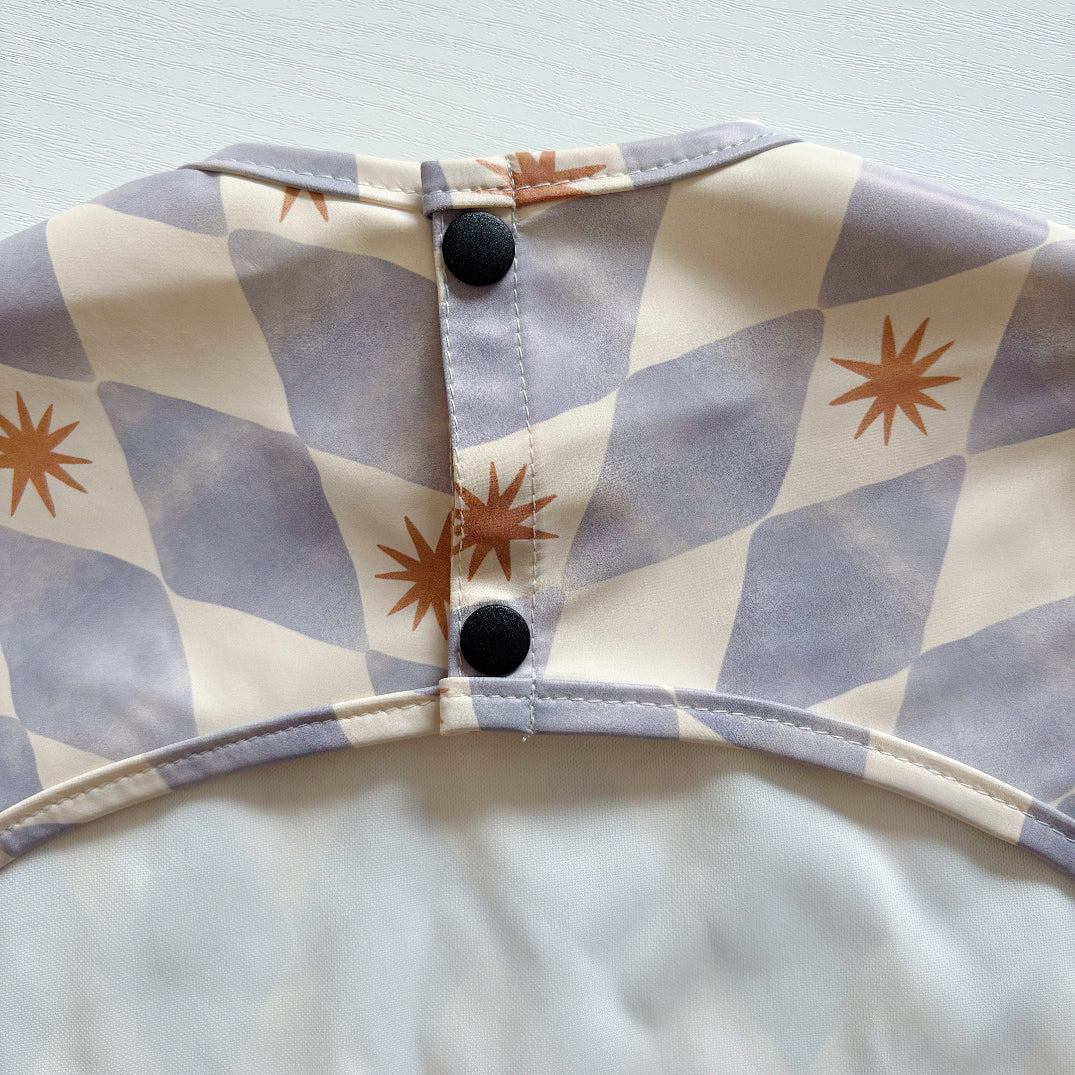 Long Sleeved Baby Bib - Blue Harlequin - Bibs