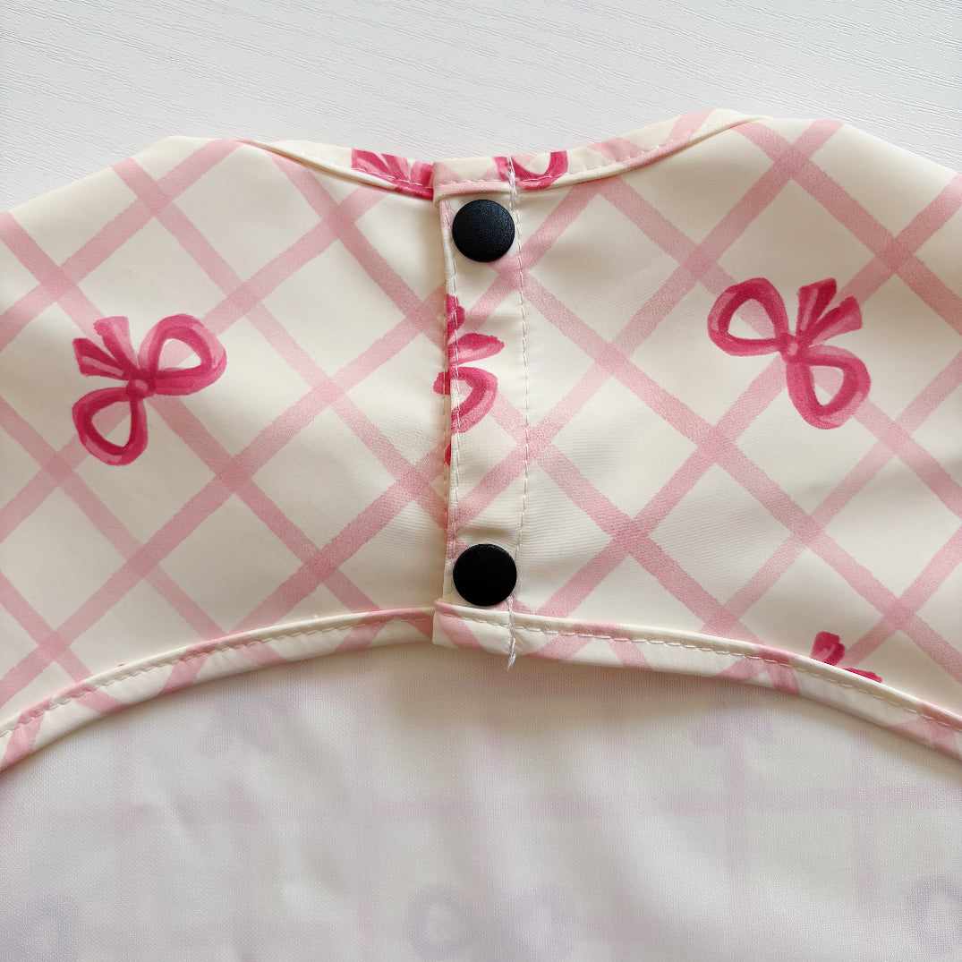 Long Sleeved Baby Bib - Pink Bow - Bibs