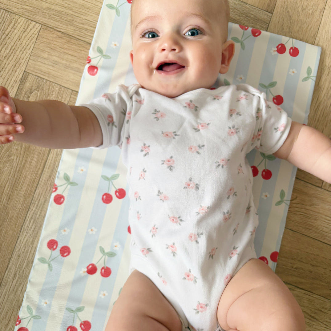 Travel Changing Mat - Cherry Stripe - Changing Mats