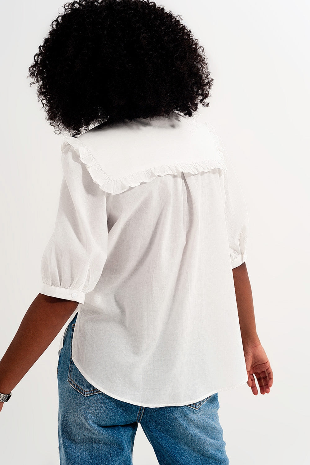 Prairie collar blouse in white - Blouses
