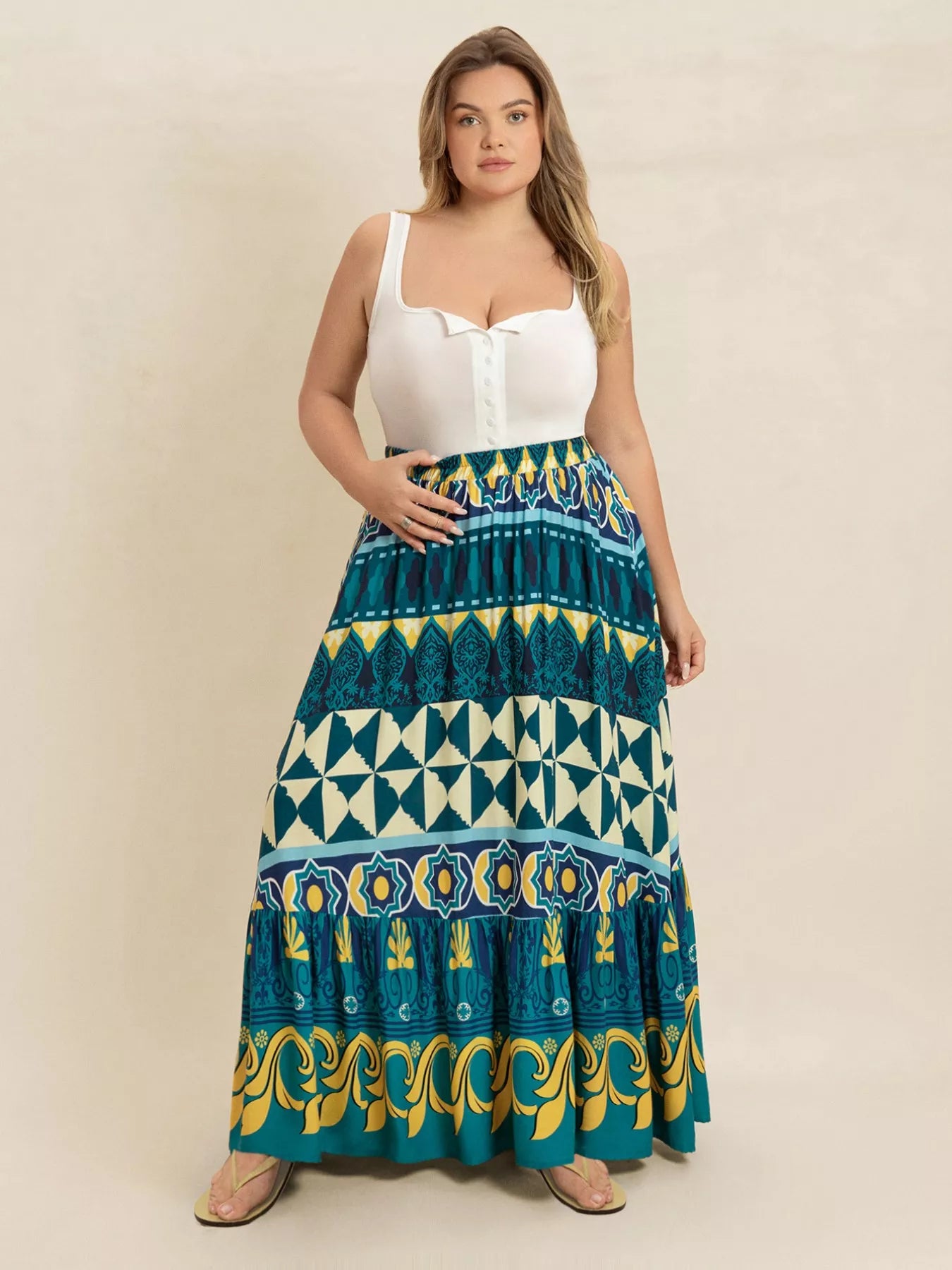 Printed Maxi Skirt for Chic Summer Style - Skirts