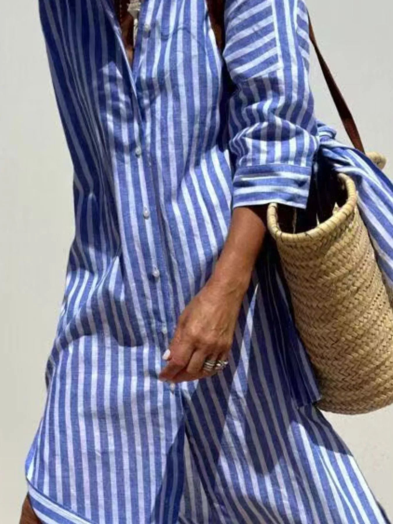 Full Size Printed Button-Down Midi Dress Plus Size - Dresses