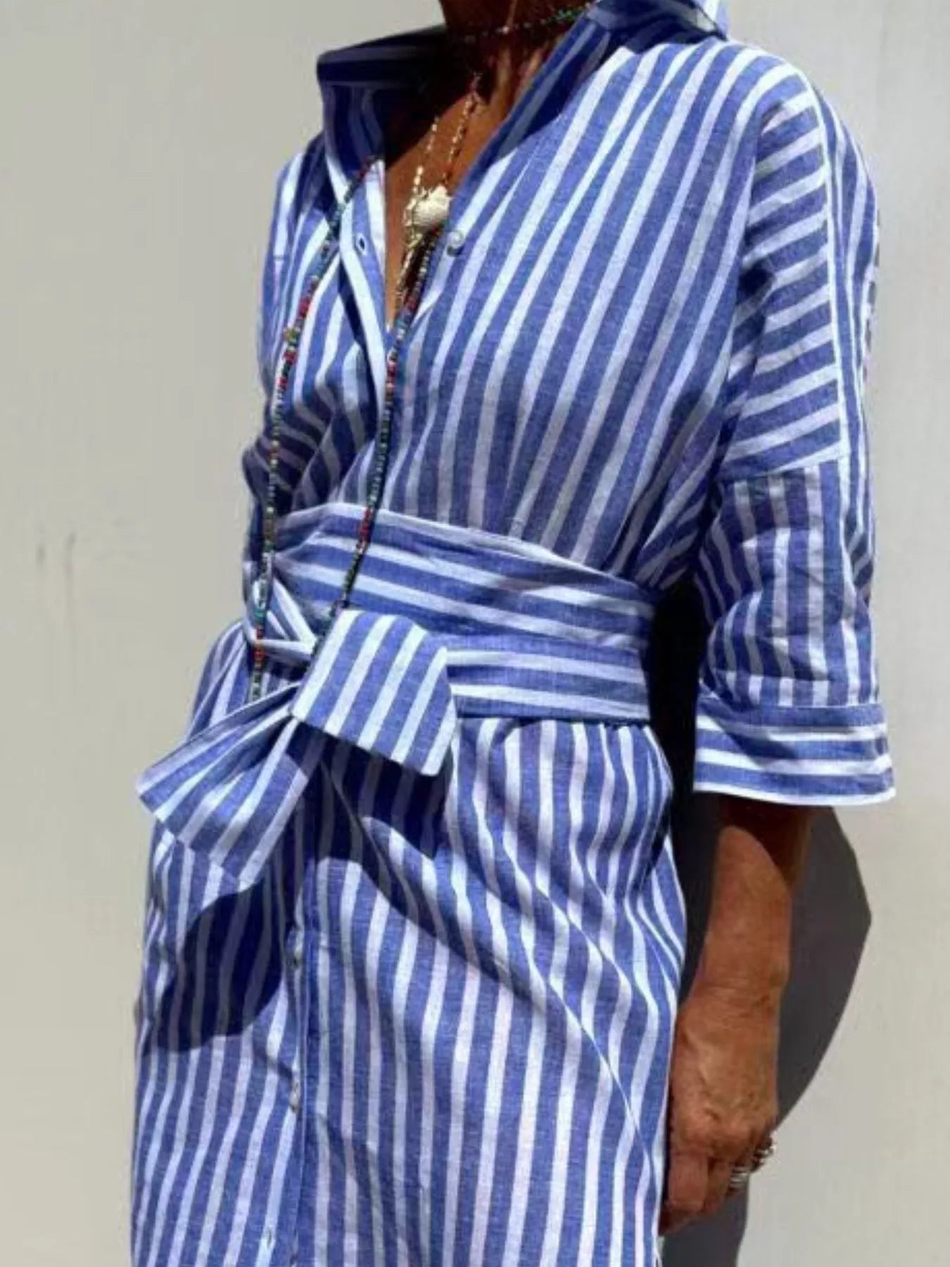 Full Size Printed Button-Down Midi Dress Plus Size - Dresses
