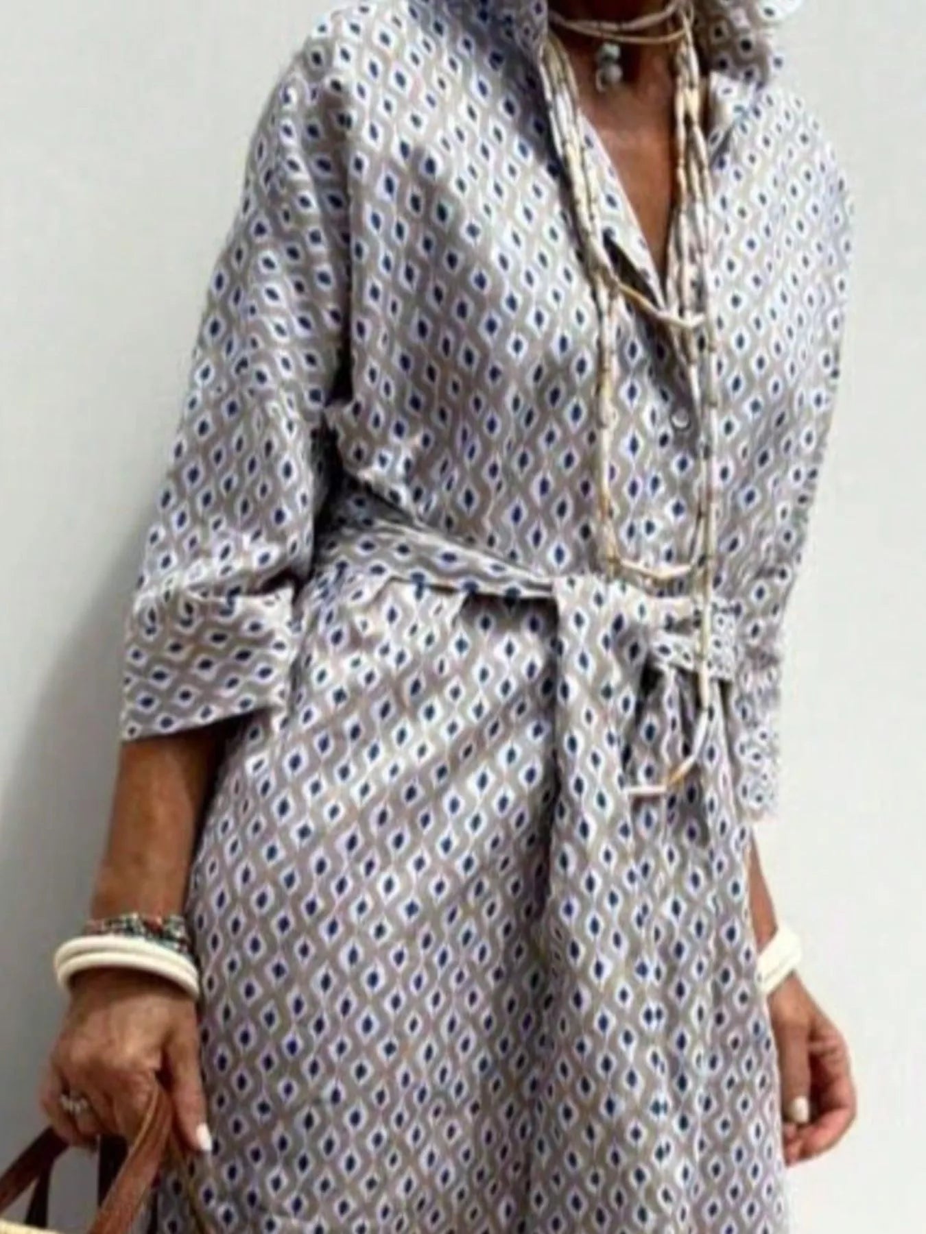 Full Size Printed Button-Down Midi Dress Plus Size - Dresses