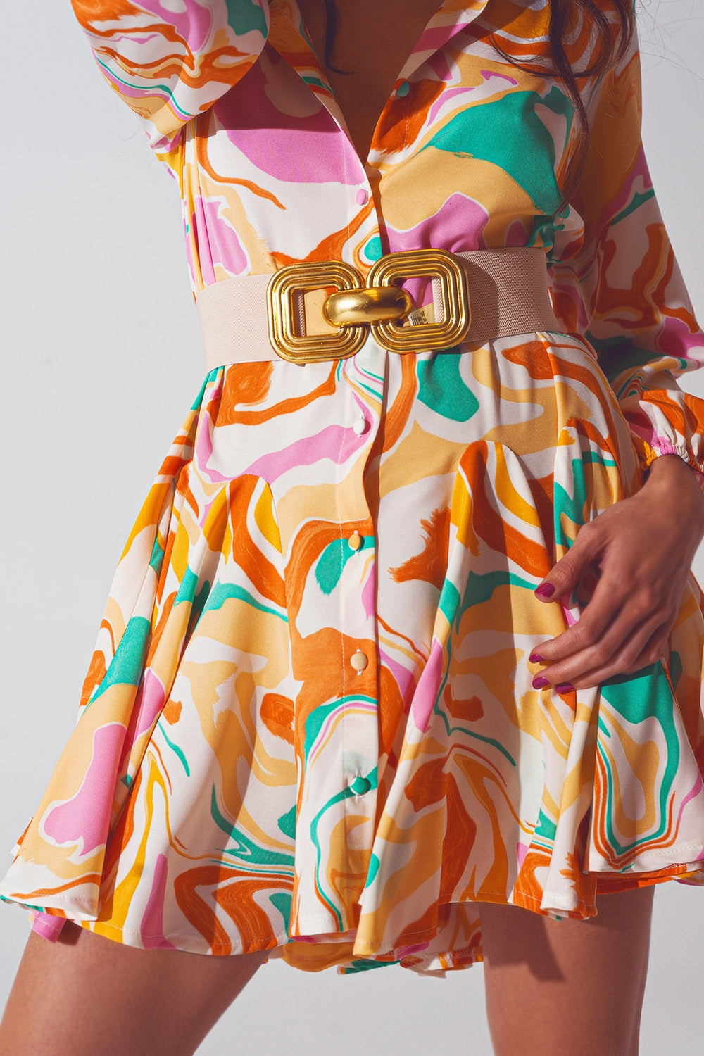 Psychedelic Printed Dress in Multicolor - Dresses
