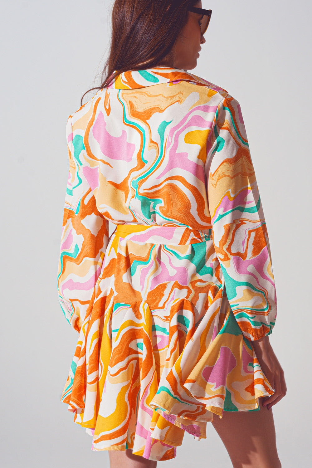 Psychedelic Printed Dress in Multicolor - Dresses