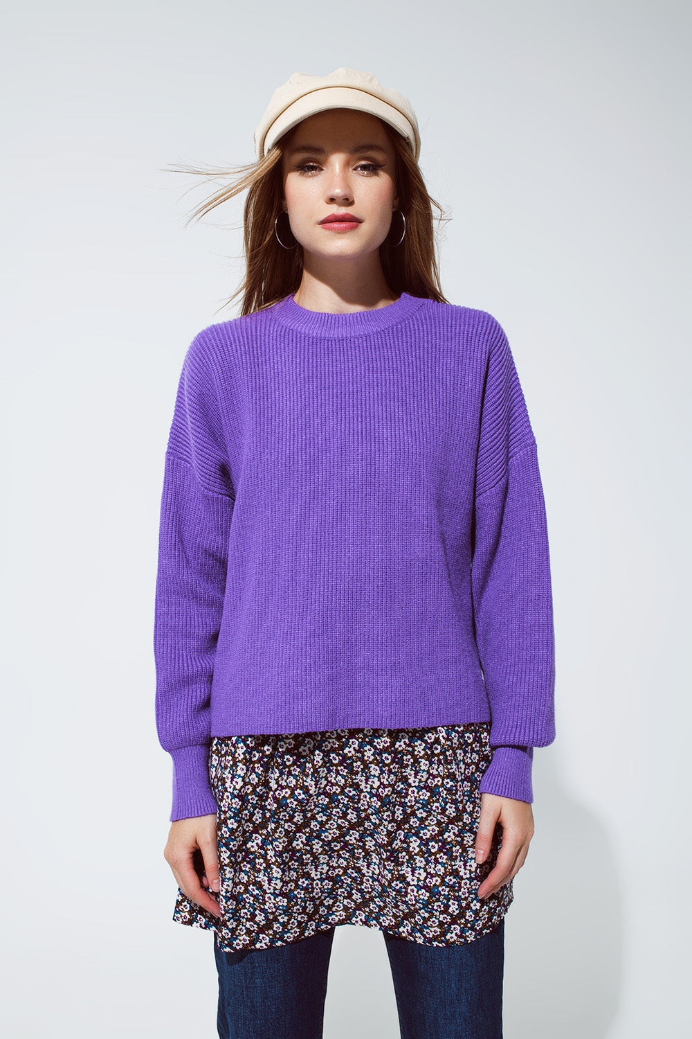 purple chunky knitted relaxed Jumper - Jumpers